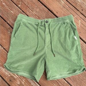 Laguna Mens Large Flat Front Green Casual Corduroy Drawstring Beachy Shorts